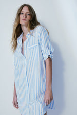 Sea light blue stripe shirt dress