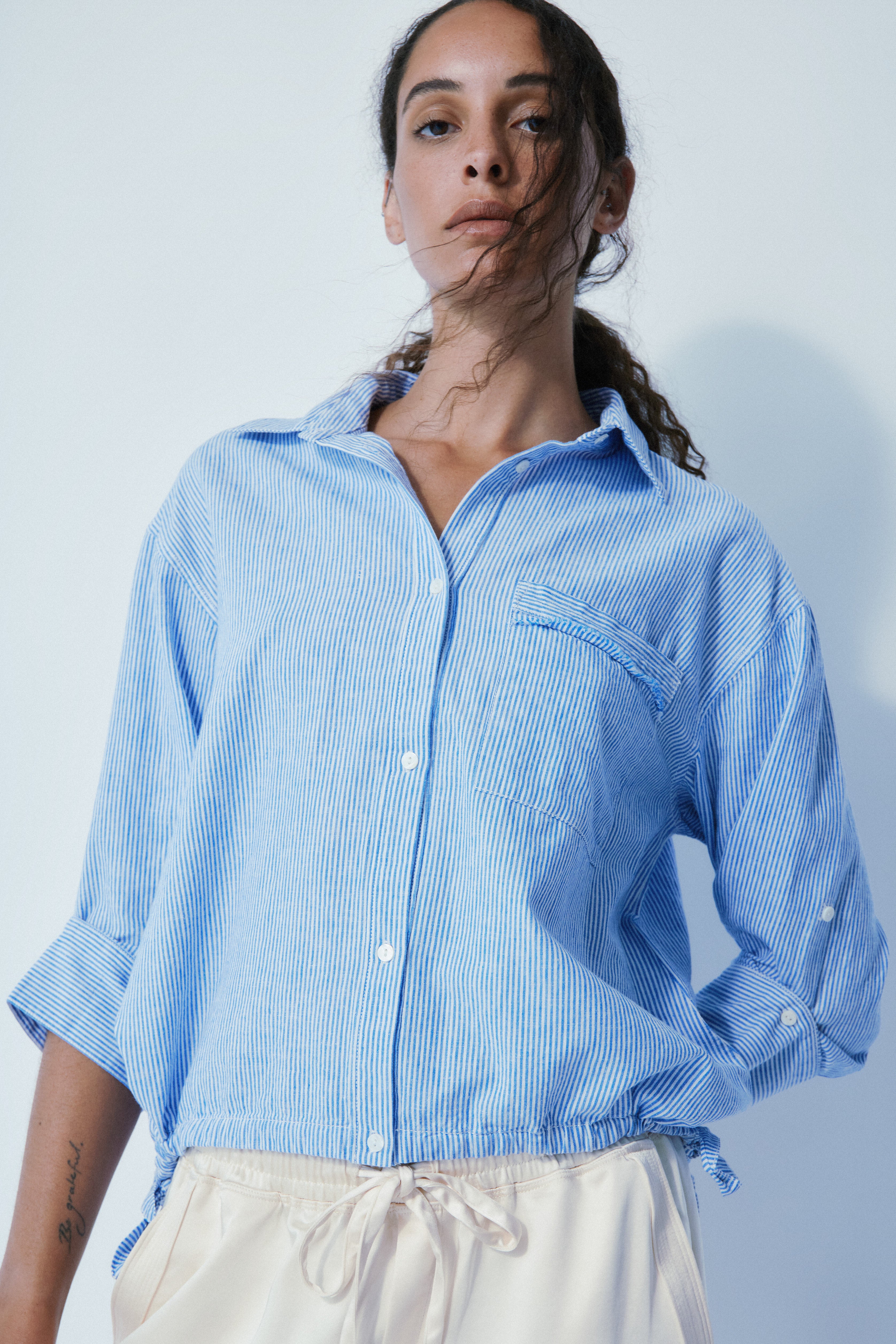 Sunny thin blue stripe linen shirt