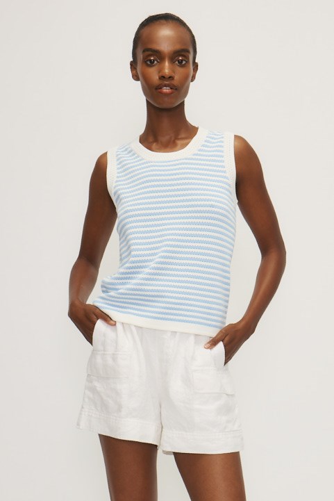 AMELY TANK TOP-Lt blue stripe