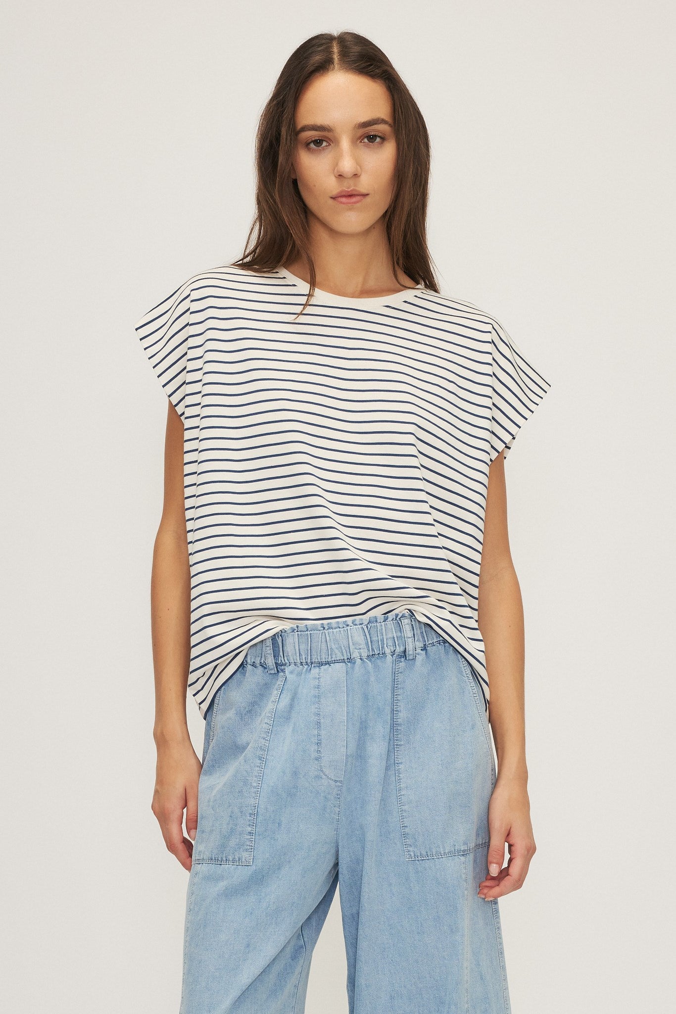 ANITA TOP - Rayures marine