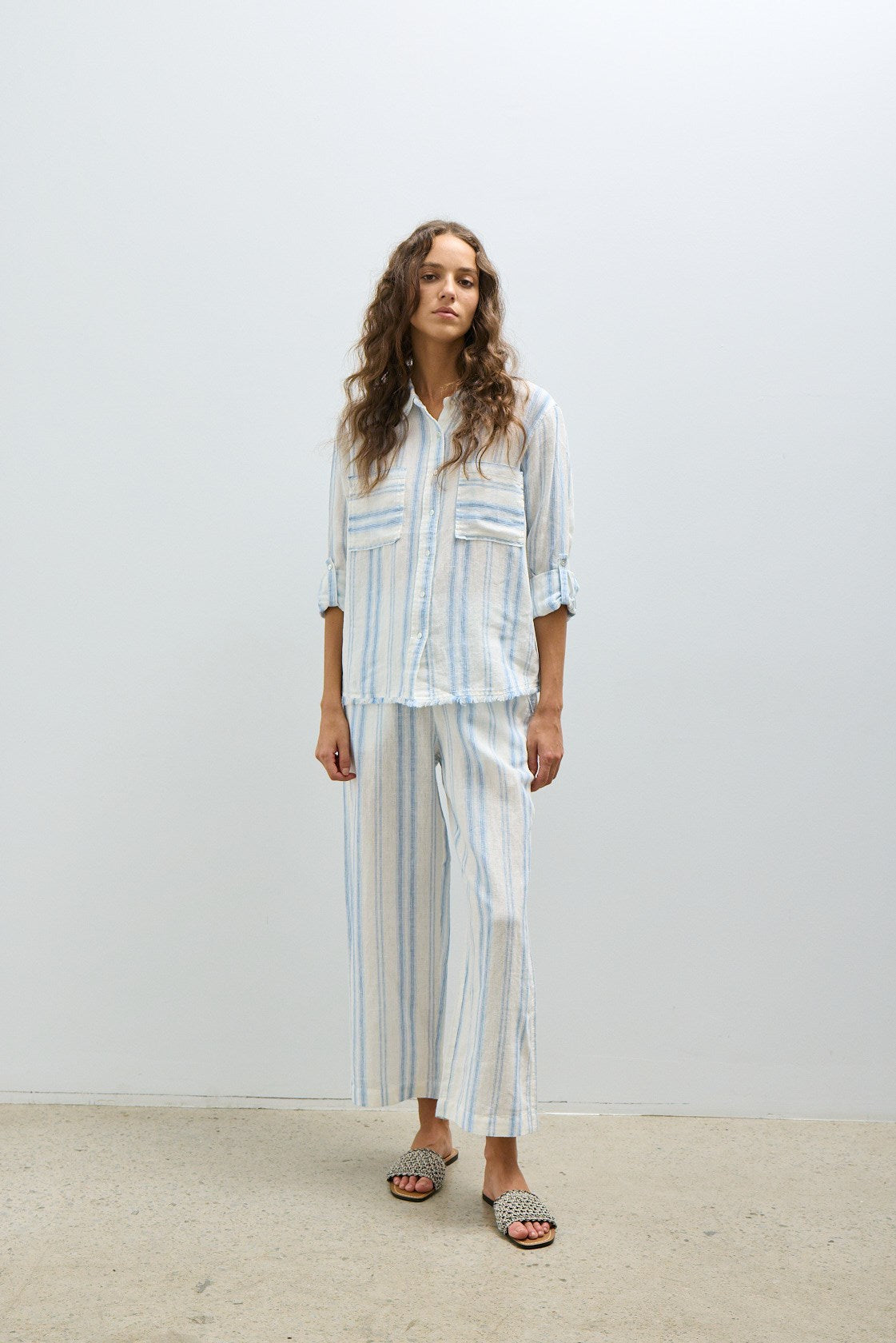 CHARLIE PANT-Rayure bleu dégradé