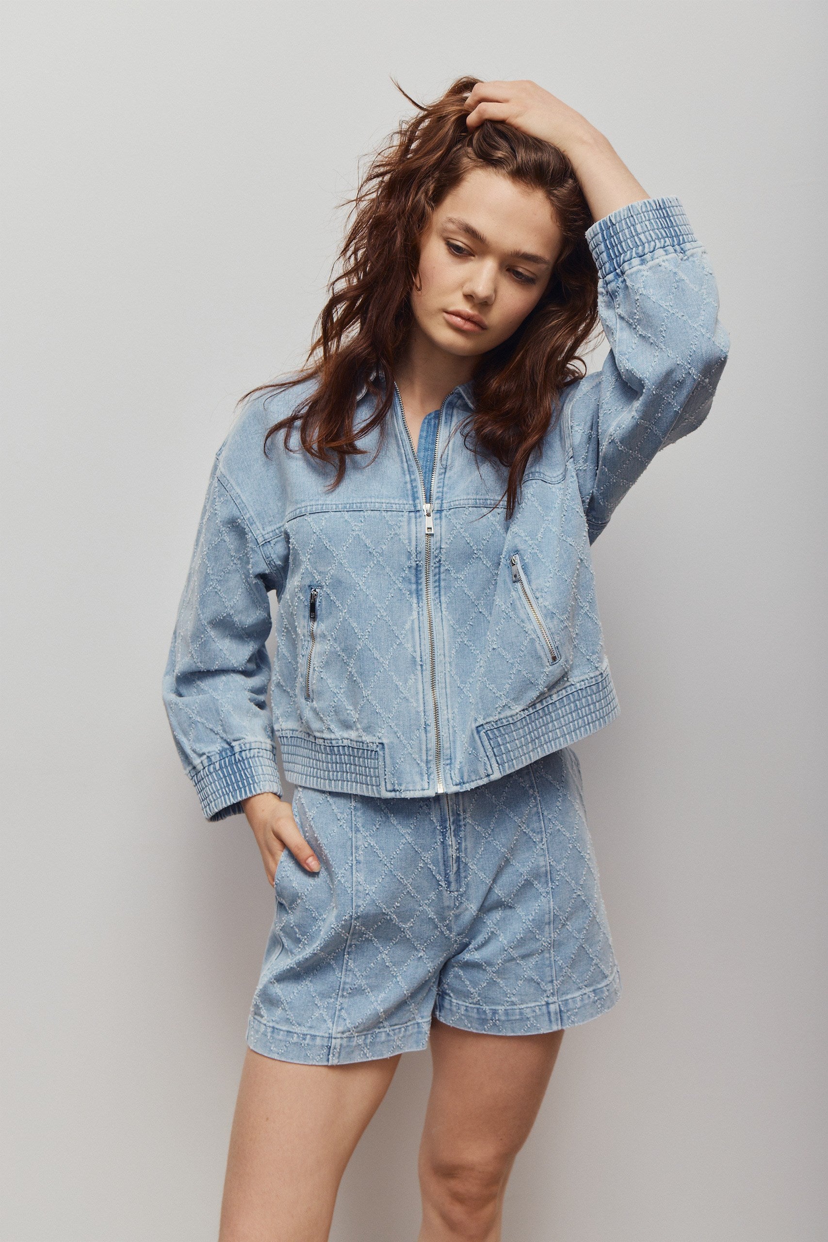 FEN JACKET-Bleu décoloré