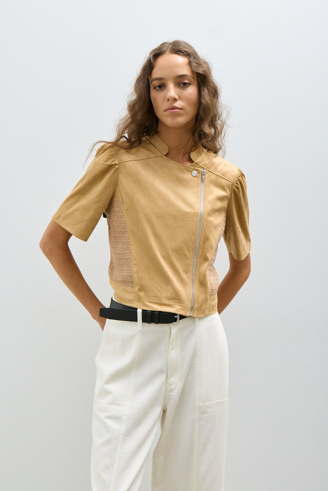 FREDDY JACKET-Tan suede