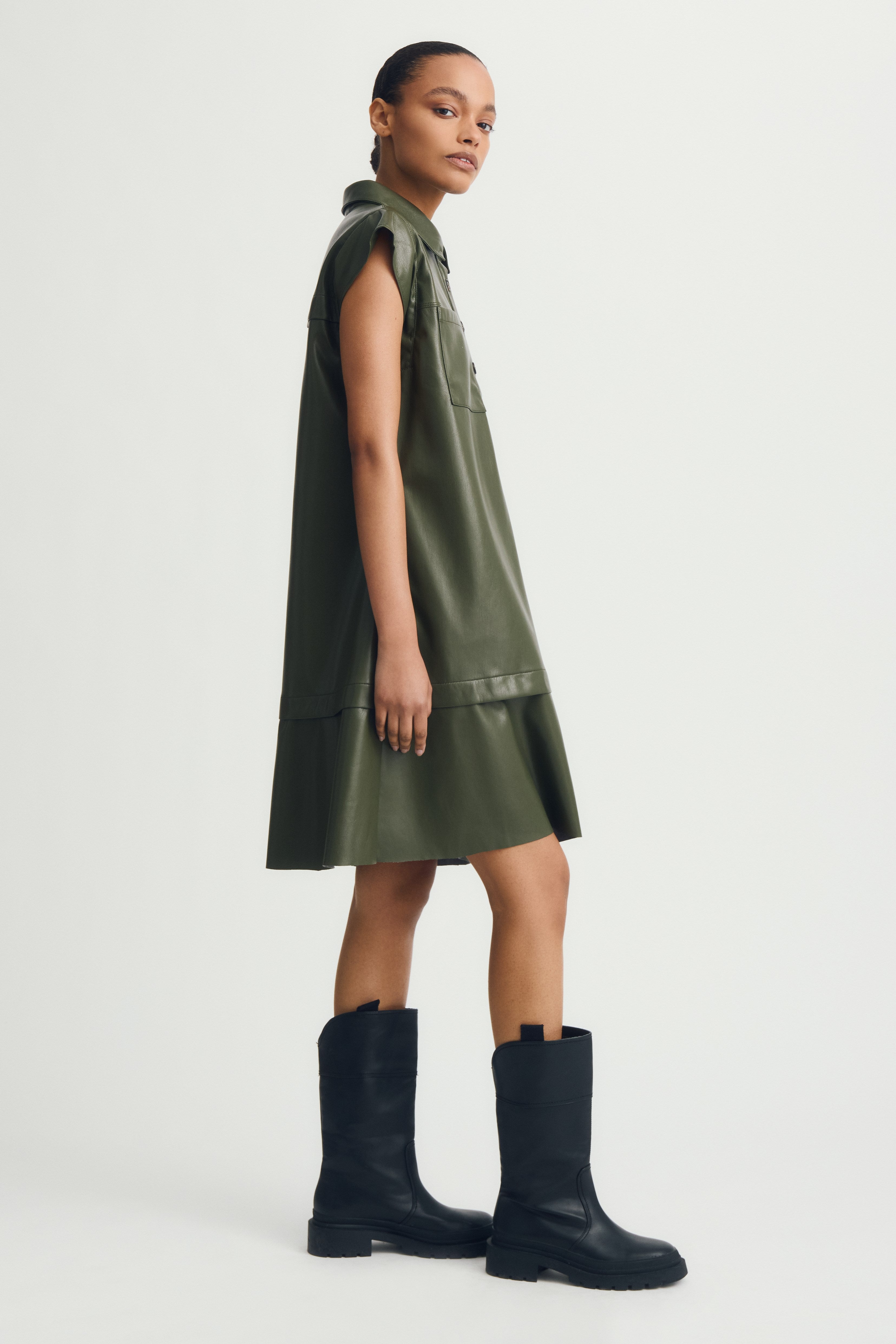 KIMY DRESS-Dk khaki