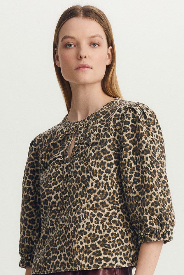 marygold top-beige animal prt