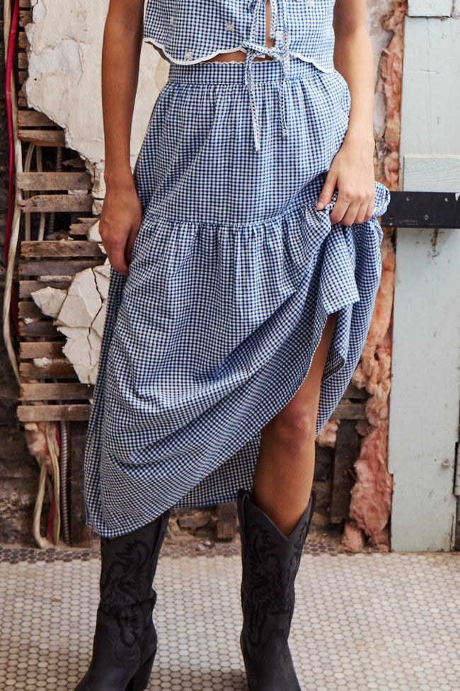 MILLET SKIRT-Blue gingham