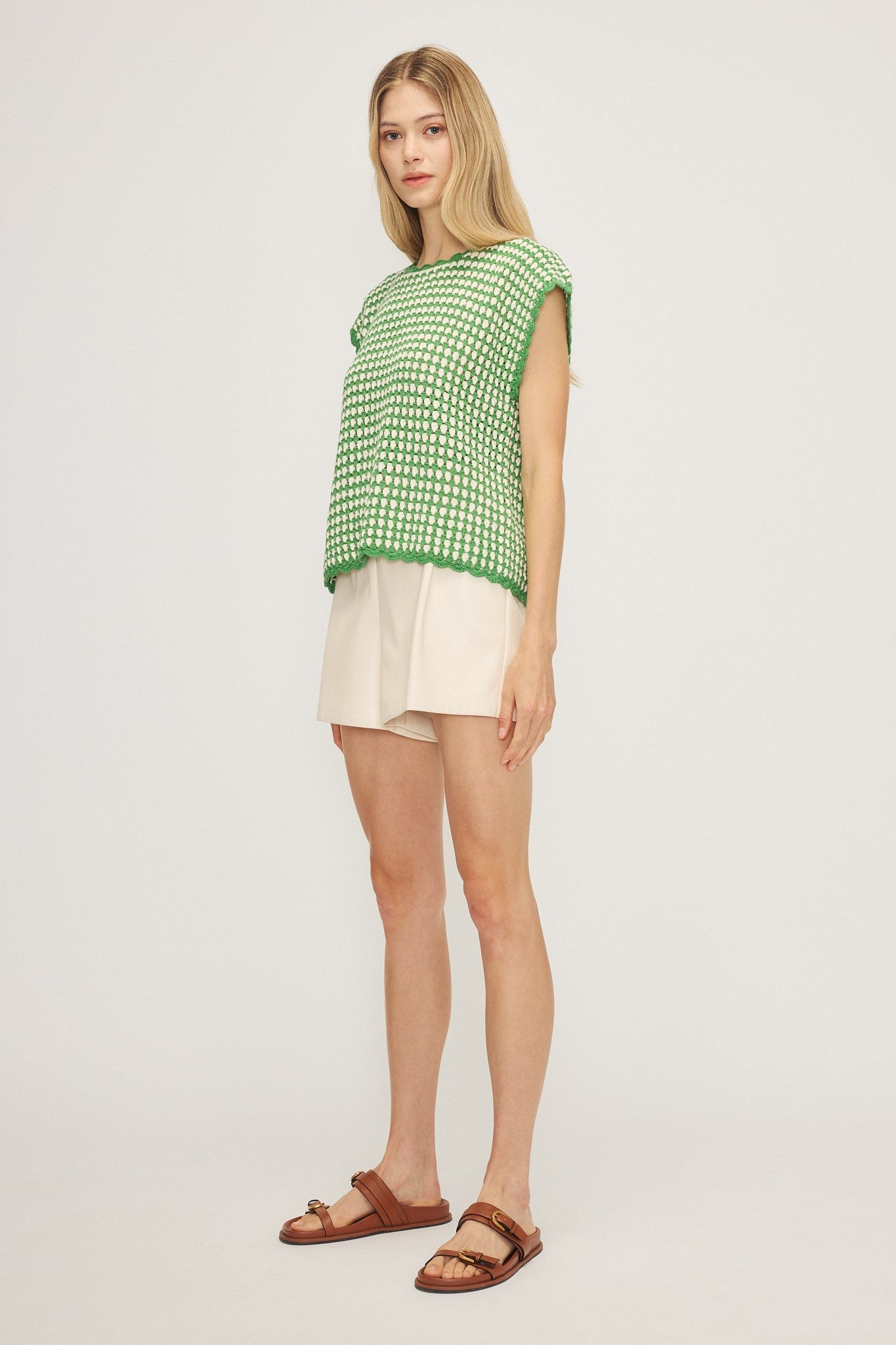 NAYA SWEATER-Cream / green