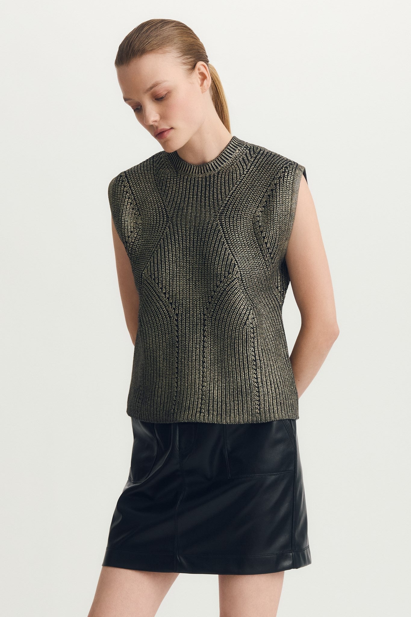 SETH SWEATER VEST - Feuille d'or