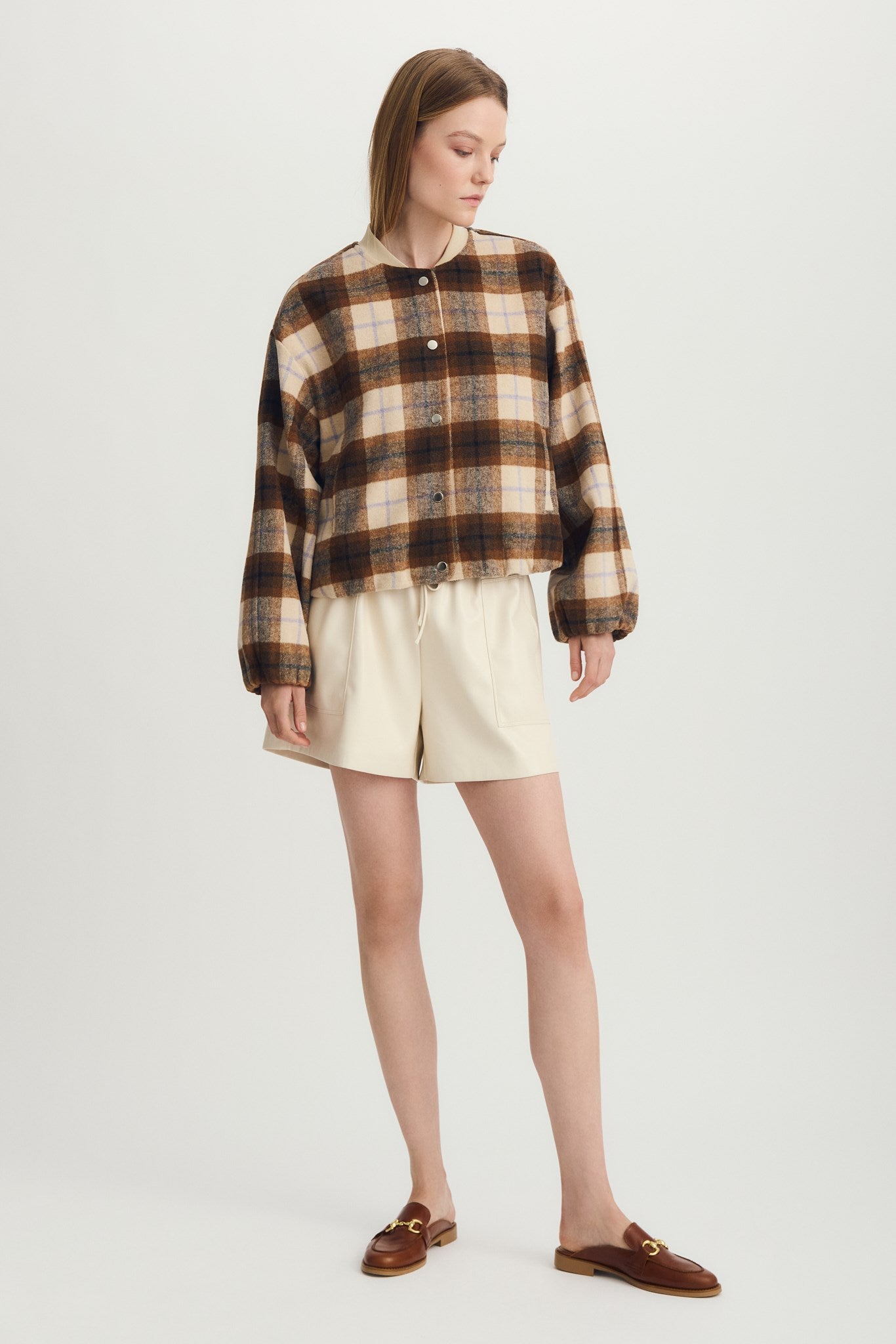 SOFIE JACKET-Camel plaid